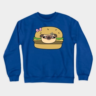 Pug face on Hamburger Crewneck Sweatshirt